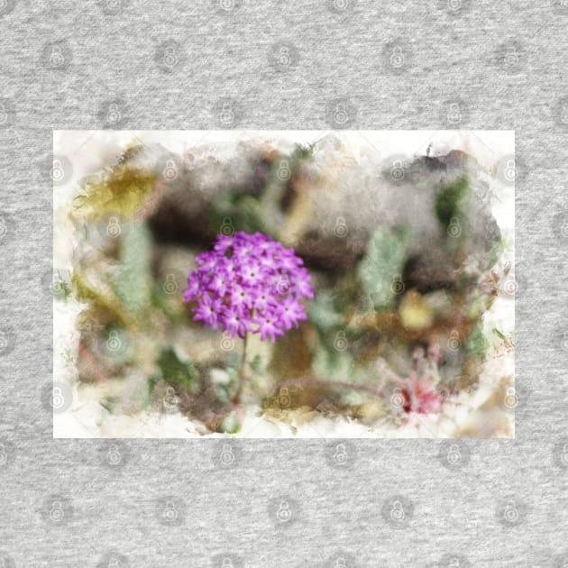 Closeup of Purple Verbena  Digital Watercolor Coachella Valley Wildlife Preserve by ButterflyInTheAttic